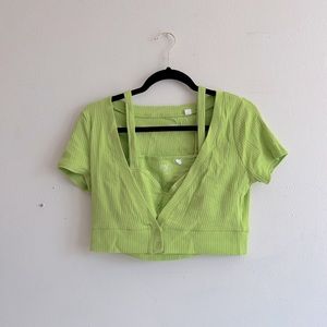 Pacsun Two Piece Lime Green Top Set 
size medium NEVER WORN $10
